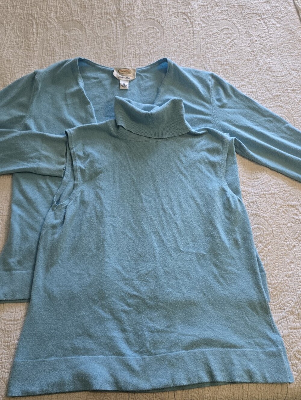 Talbots Pale Blue Cardigan & Sleeveless Layering Set